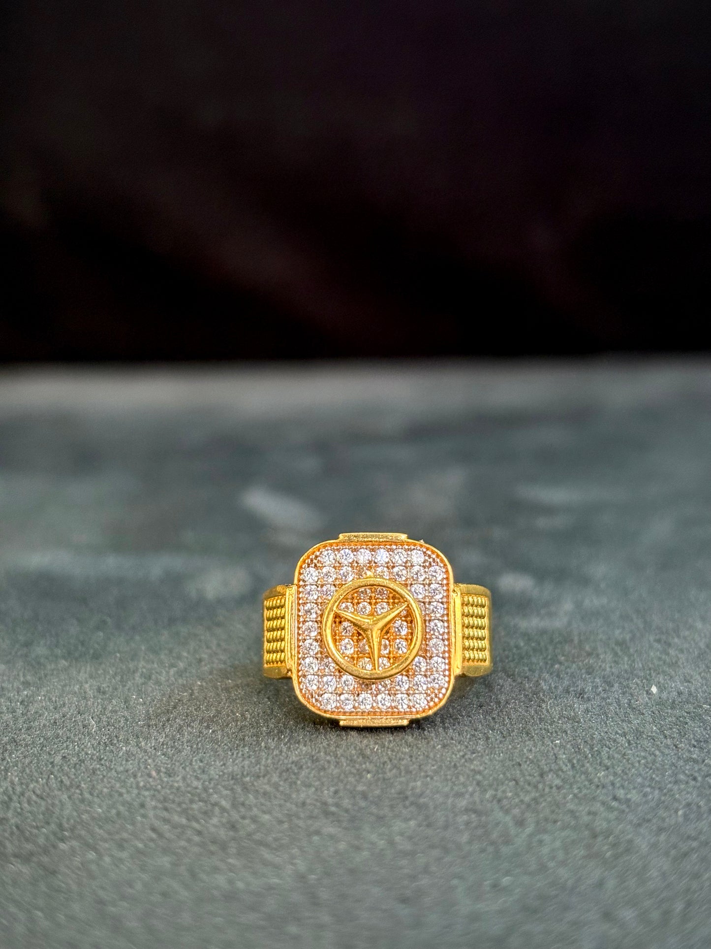 Mercedes (Dimond) Ring – 1 Gram Gold-Plated - Size 18 to 28, 4gm