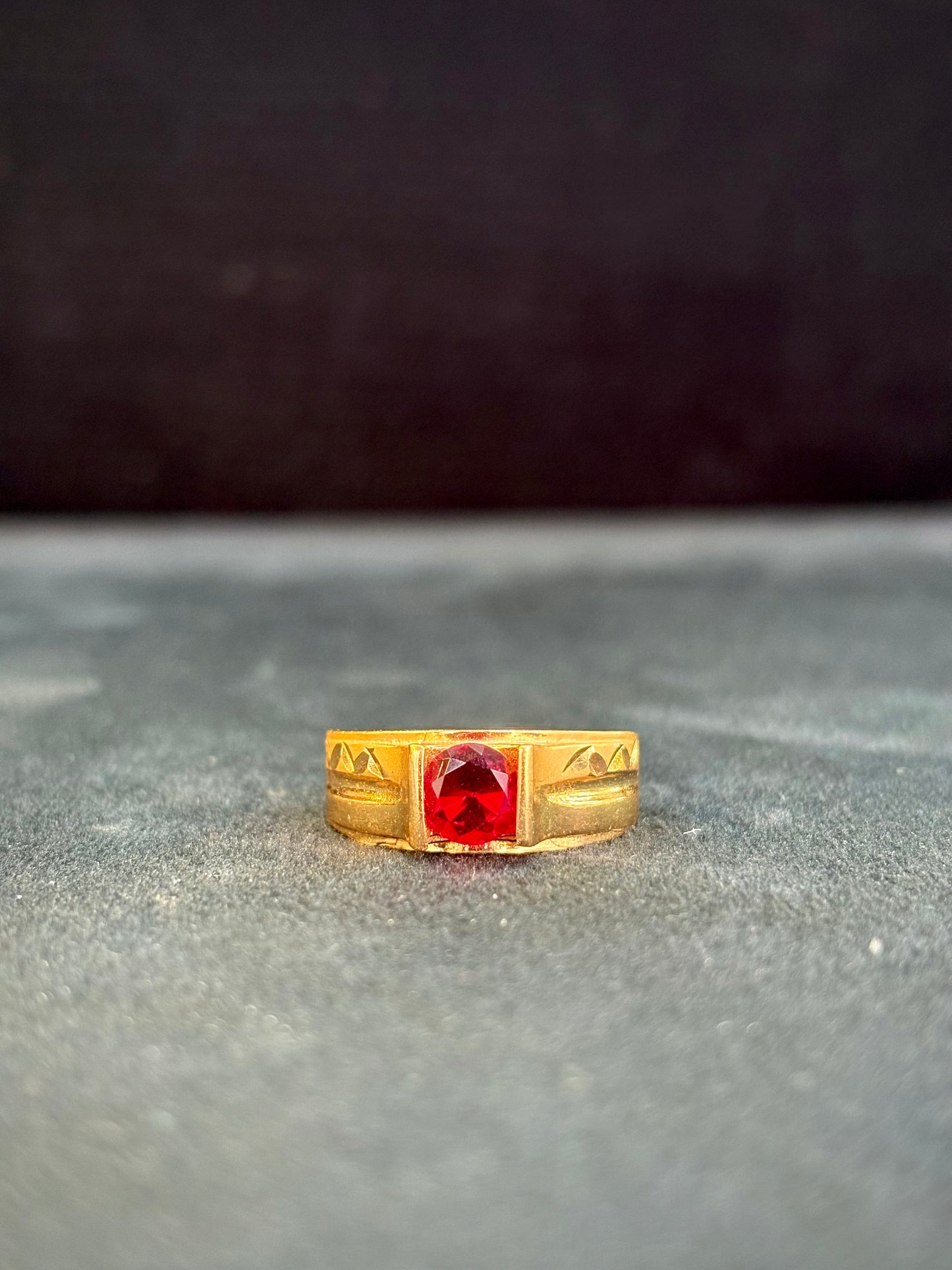 Red Diamond Ring – 1 Gram Gold-Plated - Size 18 to 28, 4gm