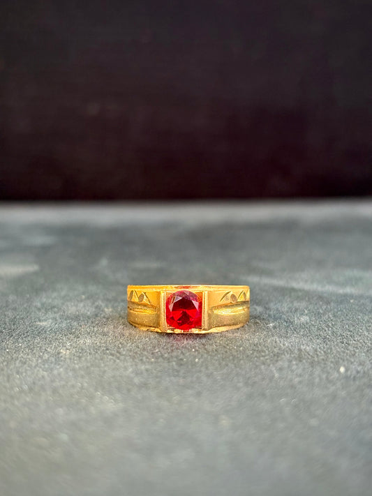 Red Diamond Ring – 1 Gram Gold-Plated - Size 18 to 28, 4gm