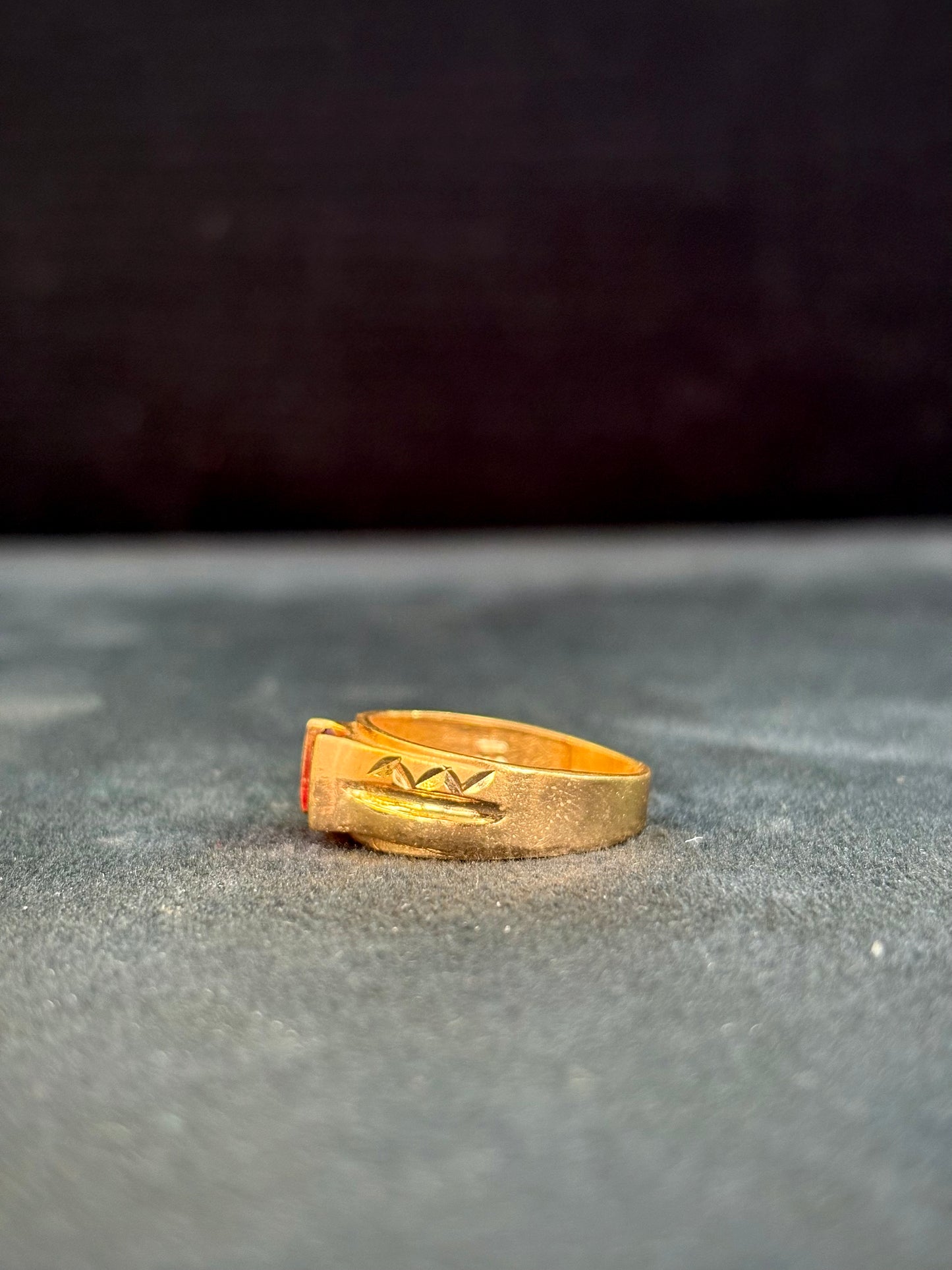 Red Diamond Ring – 1 Gram Gold-Plated - Size 18 to 28, 4gm