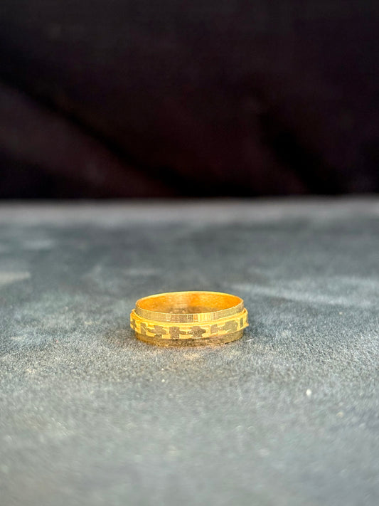 Patterned Band Thumb Ring – 1 Gram Gold-Plated - Size 18, 3g