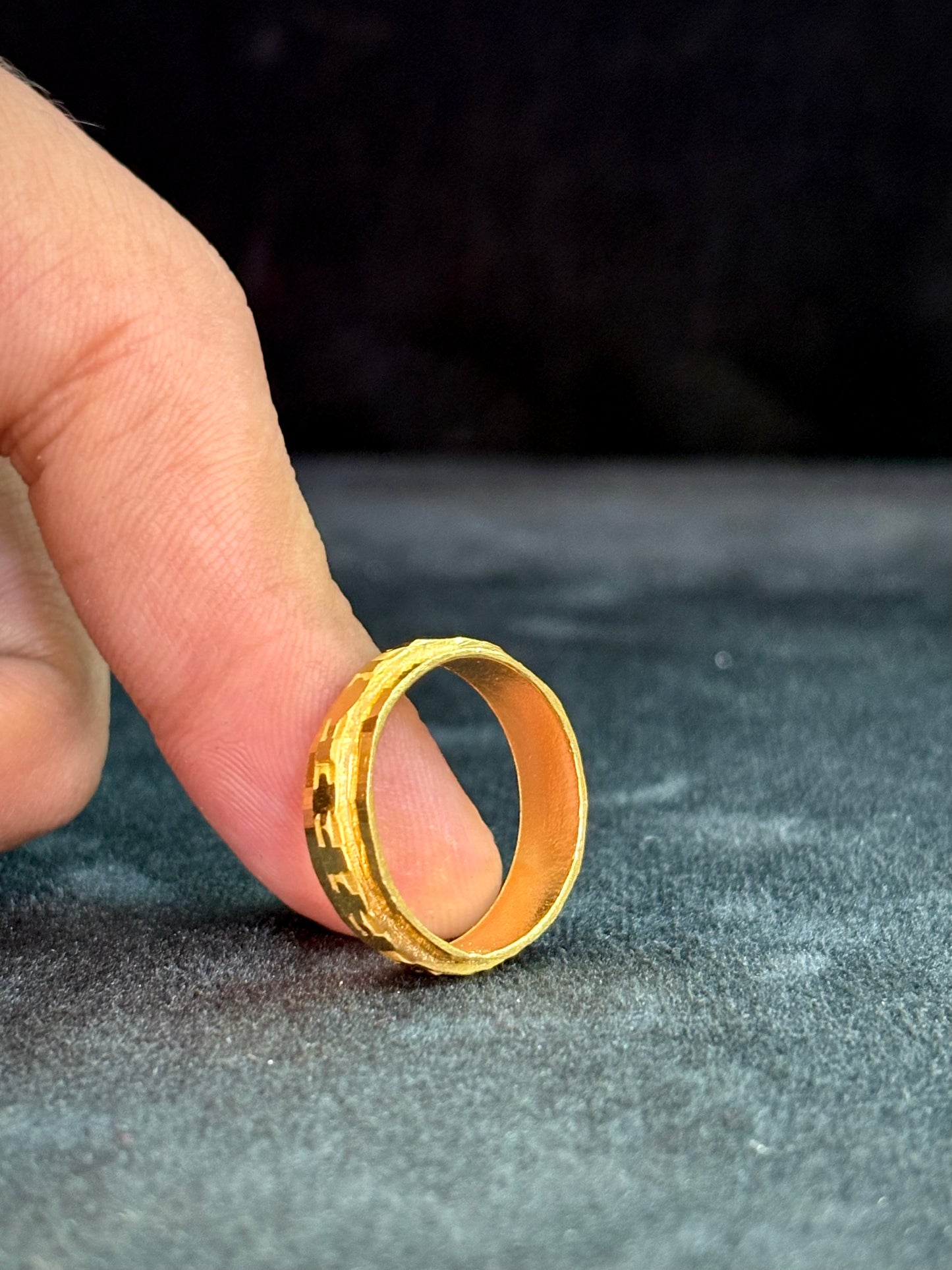 Patterned Band Thumb Ring – 1 Gram Gold-Plated - Size 18, 3g