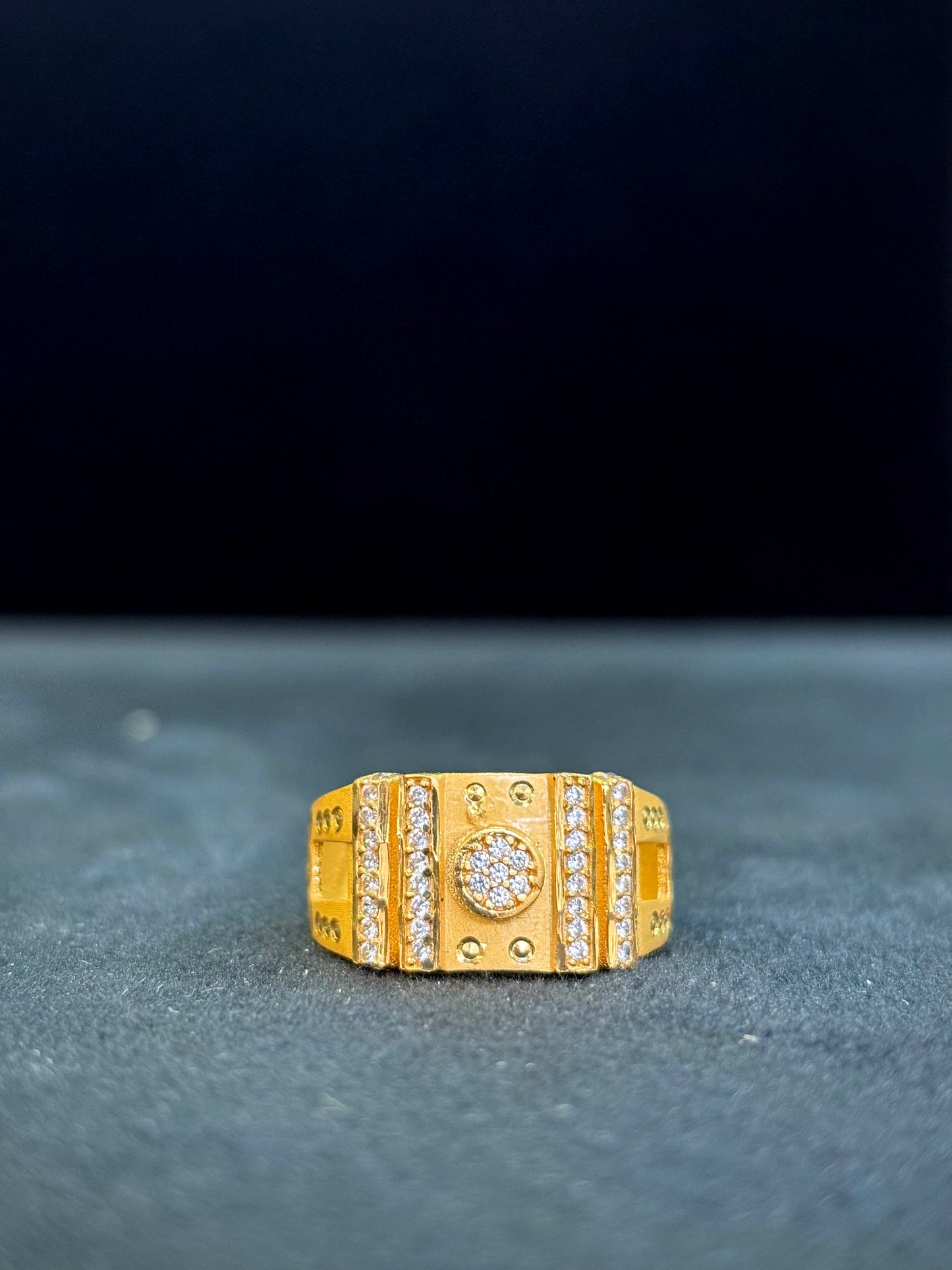CZ Signet Ring – 1 Gram Gold-Plated - Size 18 to 28, 4g