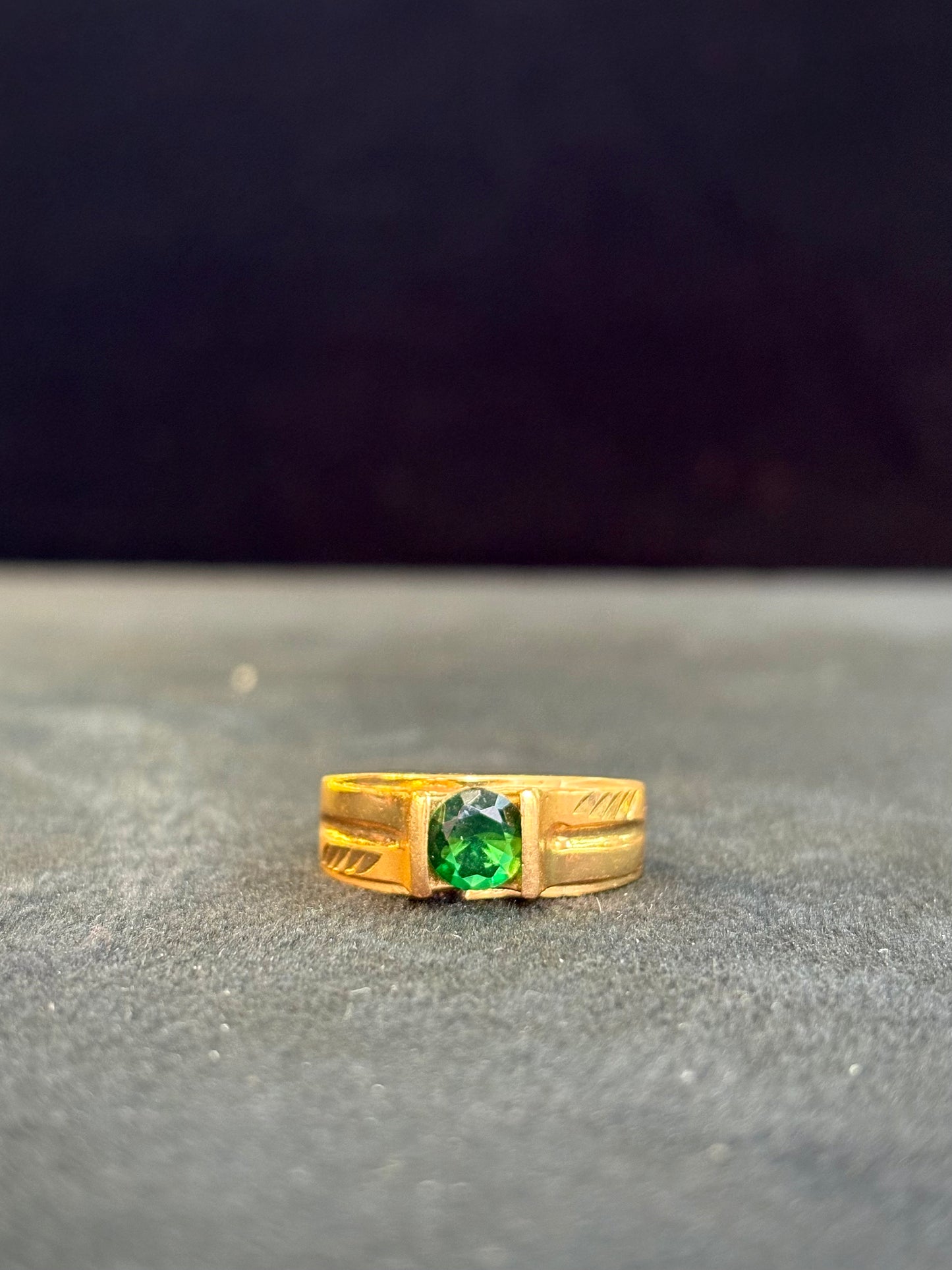 Green Diamond Ring – 1 Gram Gold-Plated - Size 18 to 28, 4gm