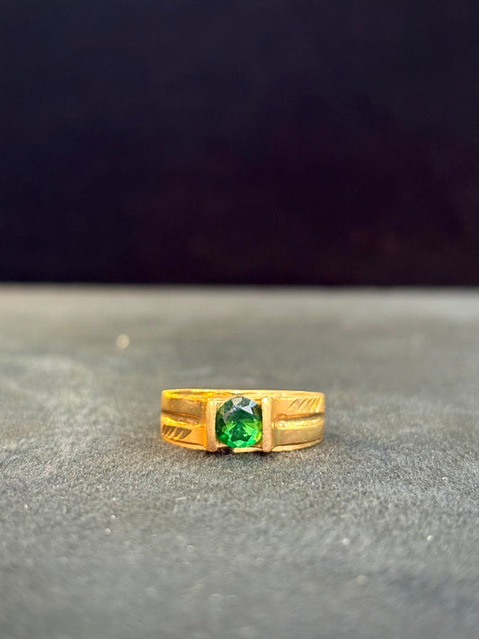 Green Diamond Ring – 1 Gram Gold-Plated - Size 18 to 28, 4gm