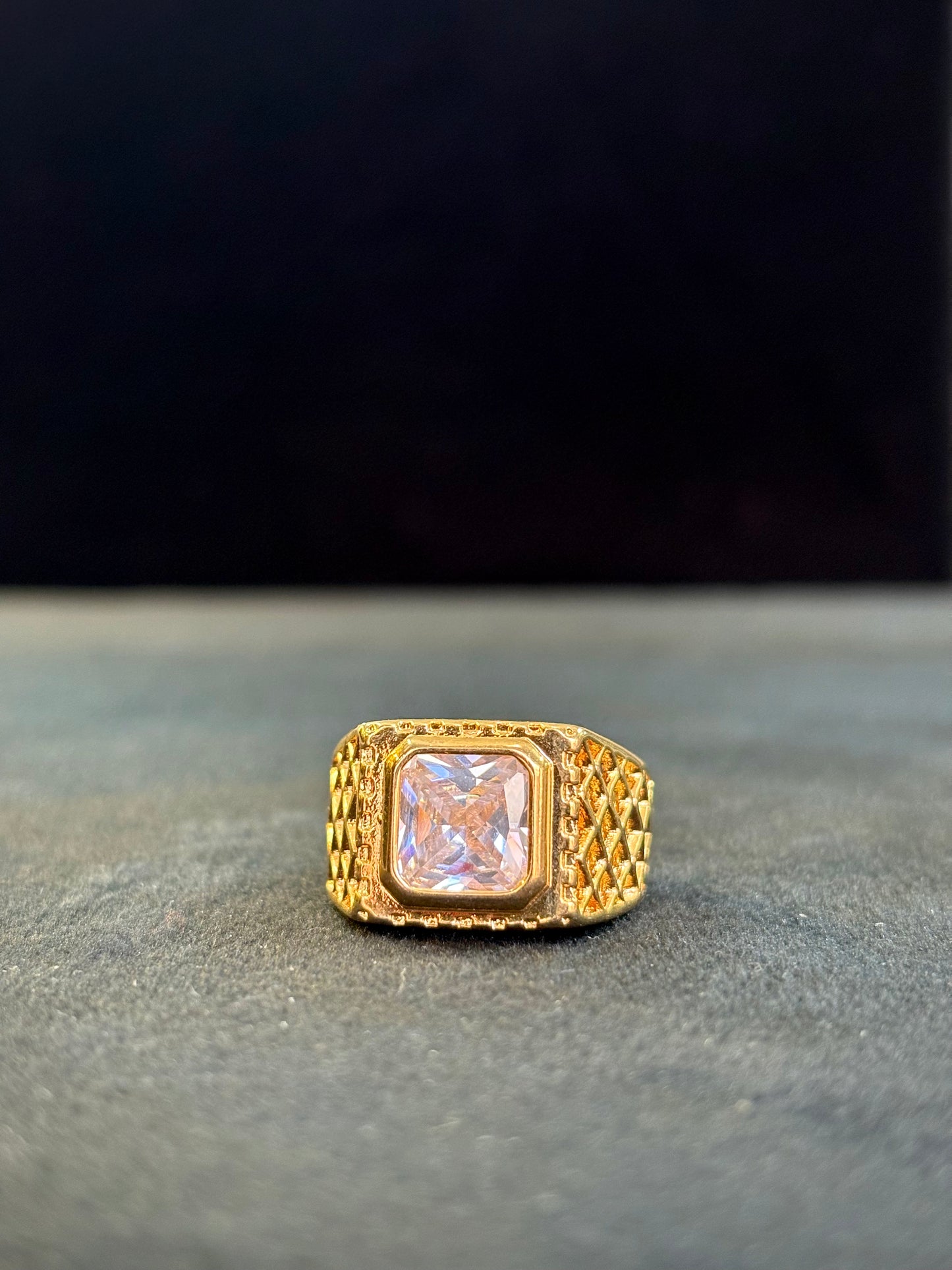 White Gemstone Ring – 1 Gram Gold-Plated - Size 18 to 28, 5g