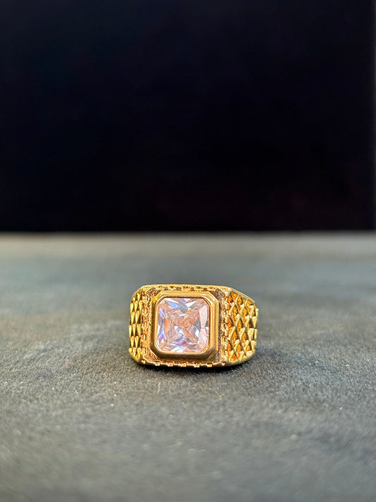 White Gemstone Ring – 1 Gram Gold-Plated - Size 18 to 28, 5g