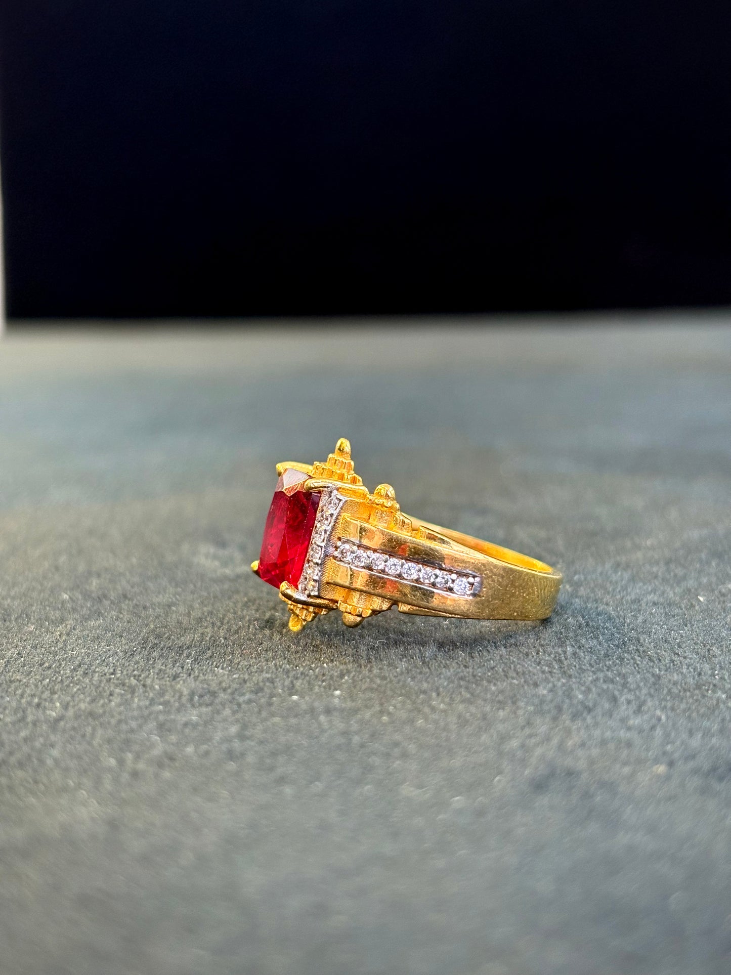 Red Ruby & Diamond Ring – 1 Gram Gold-Plated - Size 18 to 28, 5g