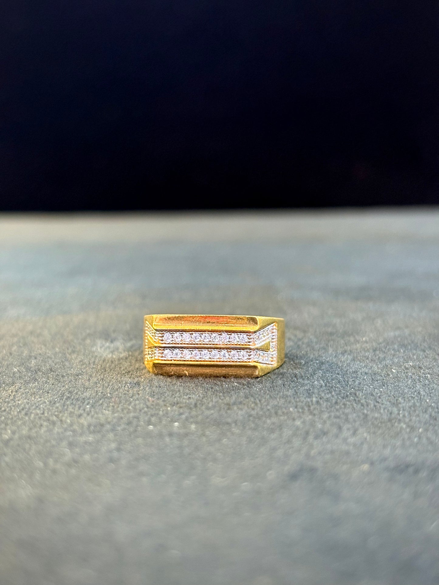 Two Row Diamond Ring – 1 Gram Gold-Plated - Size 18 to 28, 4g