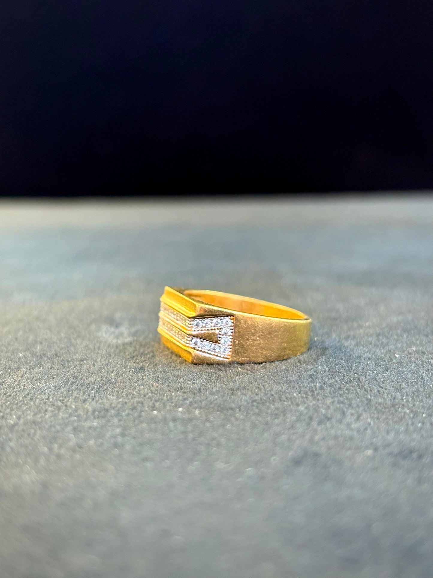Two Row Diamond Ring – 1 Gram Gold-Plated - Size 18 to 28, 4g