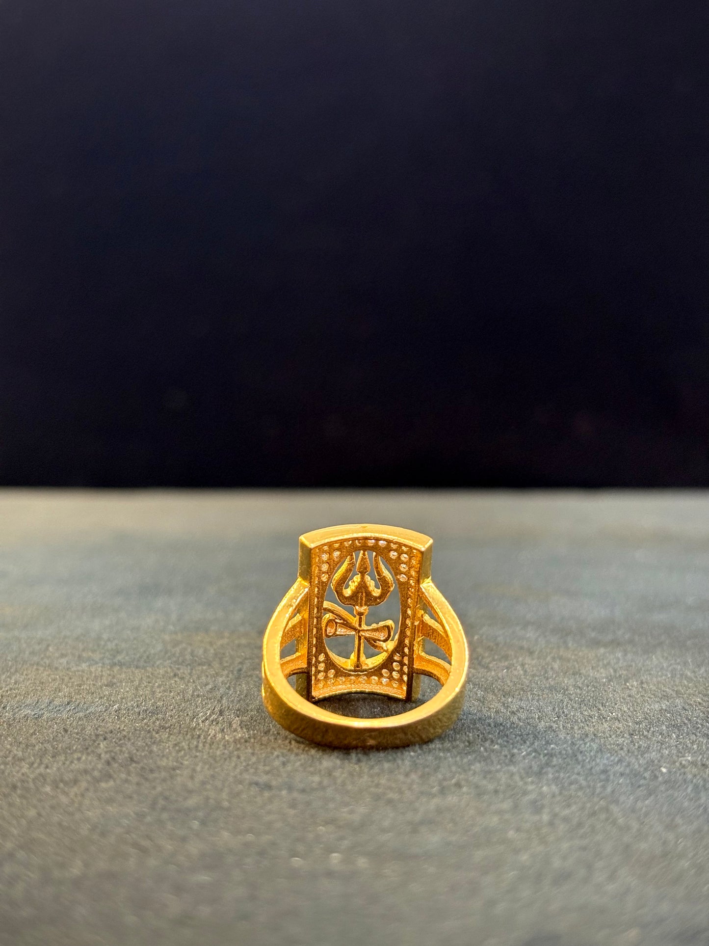 Mahadev Trident Ring – 1 Gram Gold-Plated - Size 18 to 28, 5g