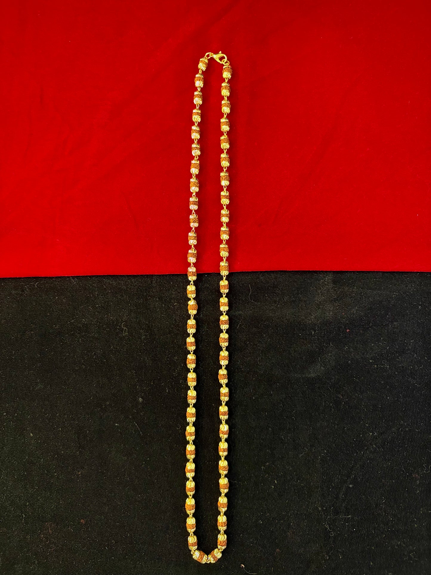 Rudraksha Mala - 100 Milligram Gold Forming, 22-Inch Length, 18 Grams