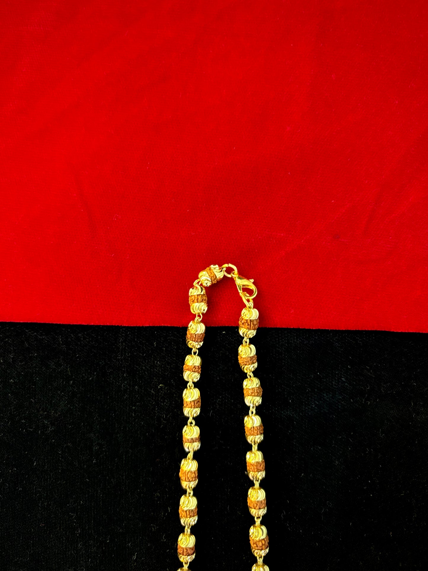 Rudraksha Mala - 100 Milligram Gold Forming, 22-Inch Length, 18 Grams