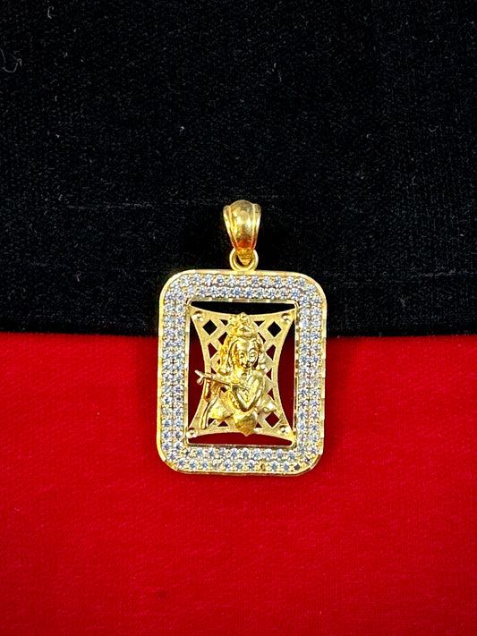 Lord Krishna Diamond Pendant - 1 Gram Gold-Plated Men's Pendant – 50mg Gold Forming, 7g