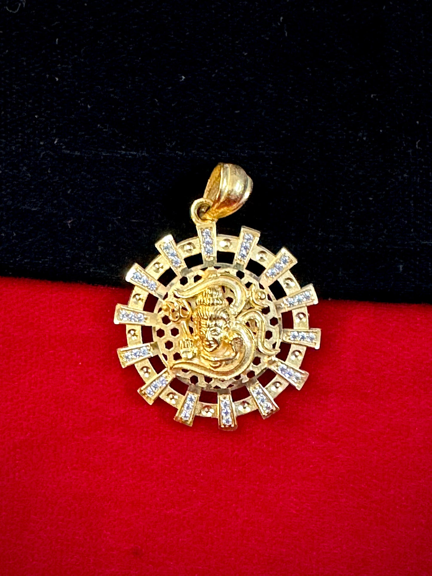 Mahadev Diamond Pendant - 1 Gram Gold-Plated Men's – Brass, 7g