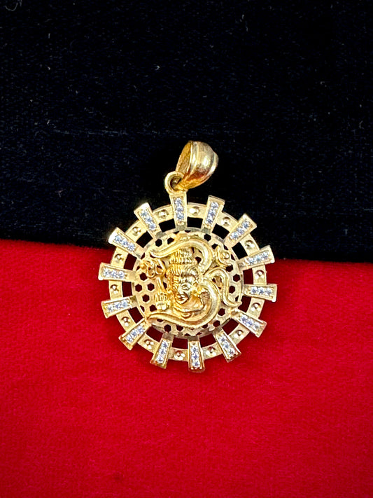Mahadev Diamond Pendant - 1 Gram Gold-Plated Men's – Brass, 7g