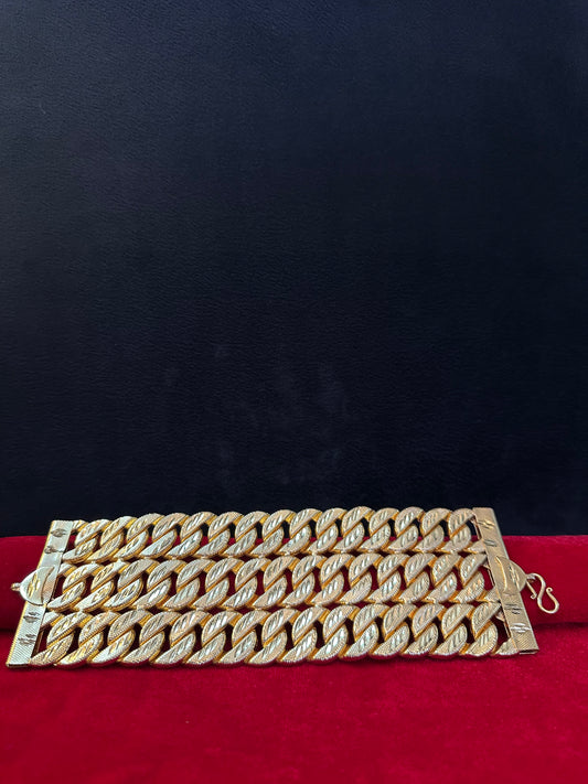 Broad Empress Layer Bracelet- 250 Milligram Gold Forming, 8-Inch Length, 19 Grams
