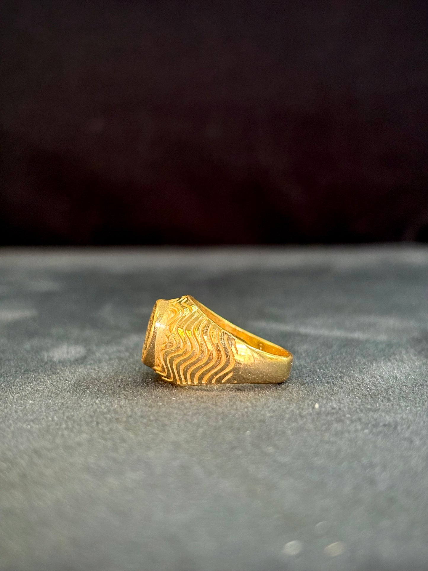 Grid Signet Ring – 1 Gram Gold-Plated - Size 18 to 28, 5gm