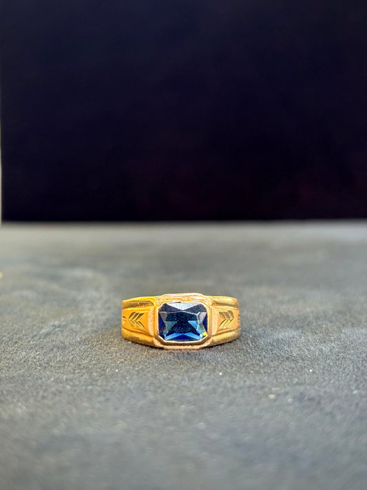 Blue Diamond Ring – 1 Gram Gold-Plated - Size 16 to 28, 4gm
