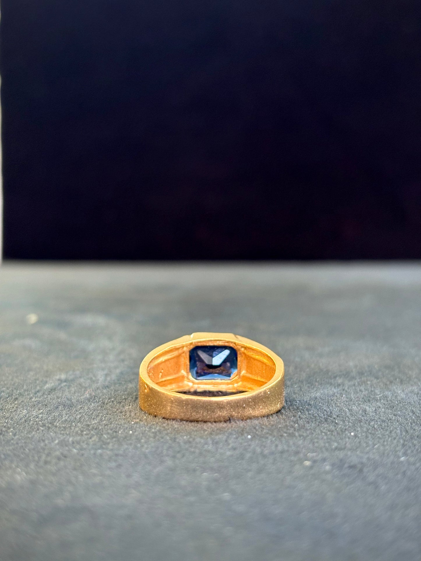 Blue Diamond Ring – 1 Gram Gold-Plated - Size 16 to 28, 4gm