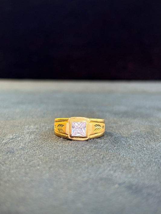 White (Small) Diamond Ring – 1 Gram Gold-Plated - Size 18 to 28, 4gm