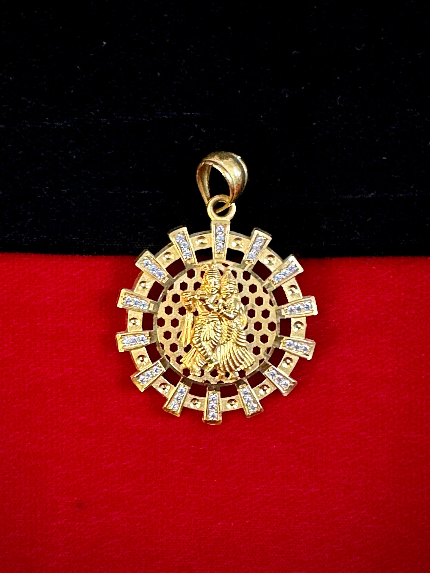 Radhe Krishna Pendant - 1 Gram Gold-Plated Men's – 50mg Gold Forming, 6g