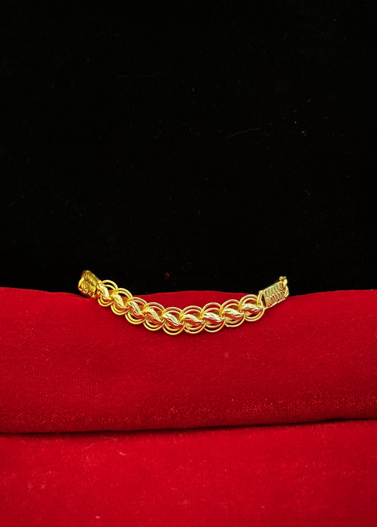 Lotus Buscuit combination Bracelet- 100 Milligram Gold Forming, 8-Inch Length, 19 Grams
