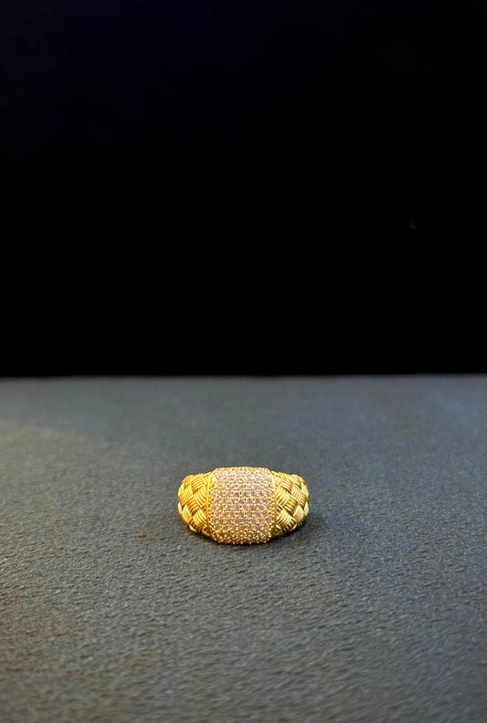 Cubic Diamond Ring – 1 Gram Gold-Plated - Size 18 to 28, 4g