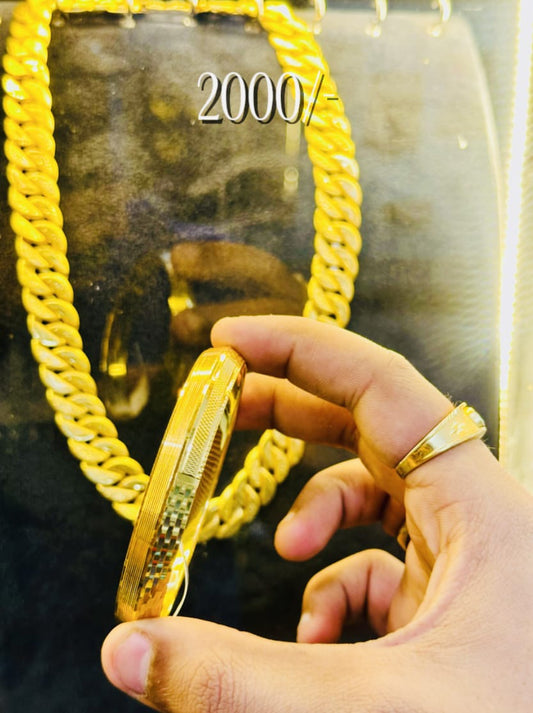 Punjabi design Kada - 100 Milligram Gold Forming - 1 Gram Gold Plated - 16 Grams